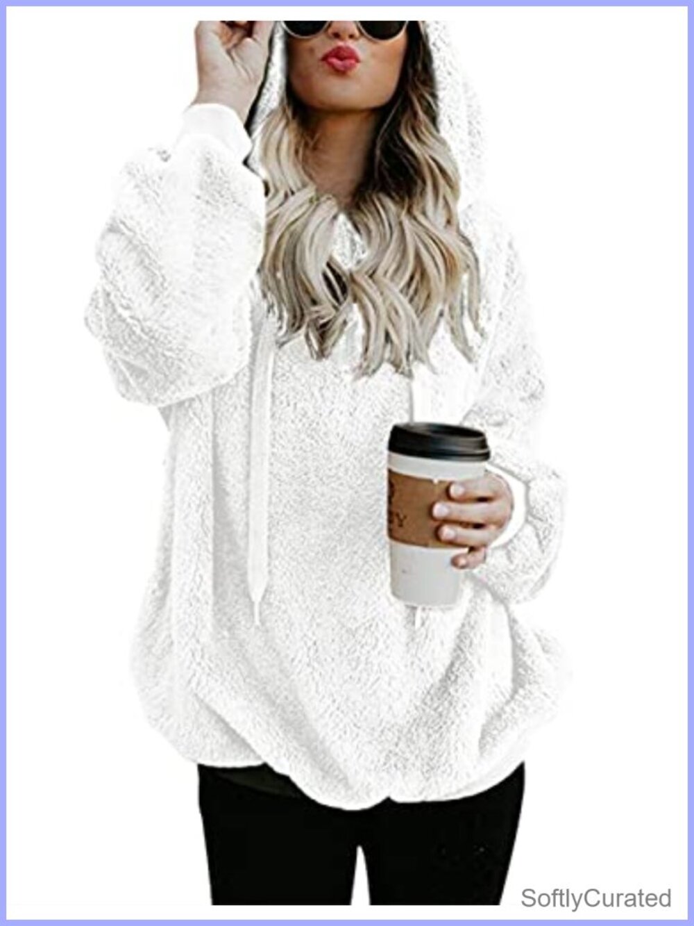 Fuzzy Sherpa Fleece Quarter Zip Hoodie Pullover Oversize Sweatshirt